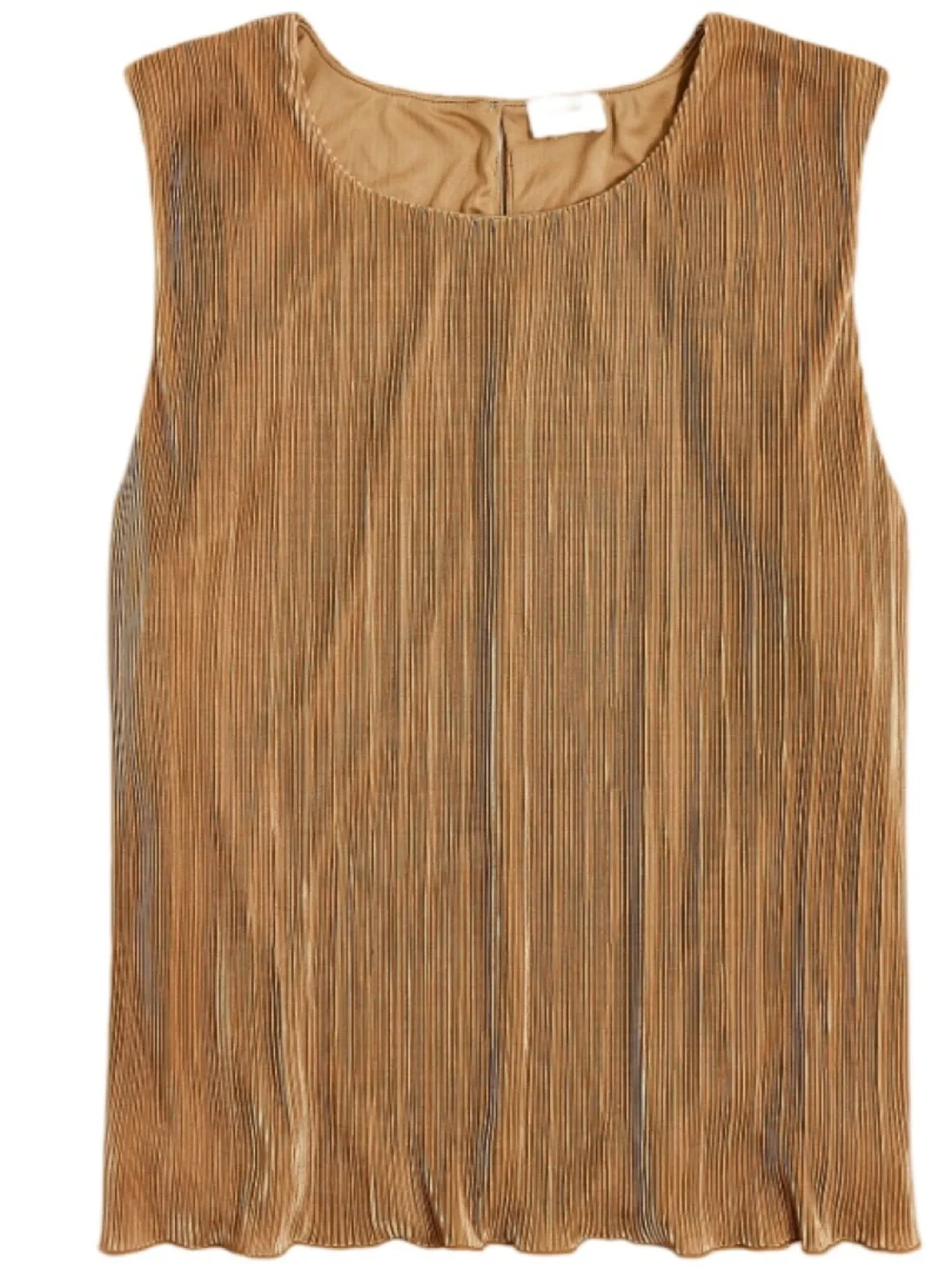 J. Crew Women’s Luxe Pleated Sleeveless Plisse Shell Top Bronze Tan Medium EUC
